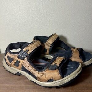 Ecco Men's Yucatán Sport Sandals Adjustable Straps Leather Brown Sz EU 46/ US 12